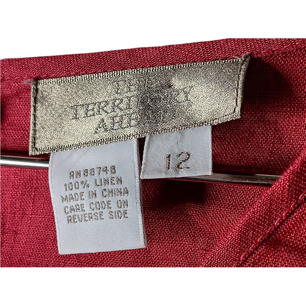The Territory Ahead Linen Maxi Shift Dress Red Sleeveless V Neck 12 - Picture 14 of 15